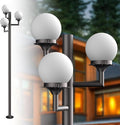 Lightdot 79 Modern Stable Outdoor Lamp Post Light 3-Head Aluminum Pole Lamp with 3000K LED Bulbs Included IP65 Waterproof Heavy-Duty Hardwired Post Light Fixtures for Garden/Yard/Driveway-Brown