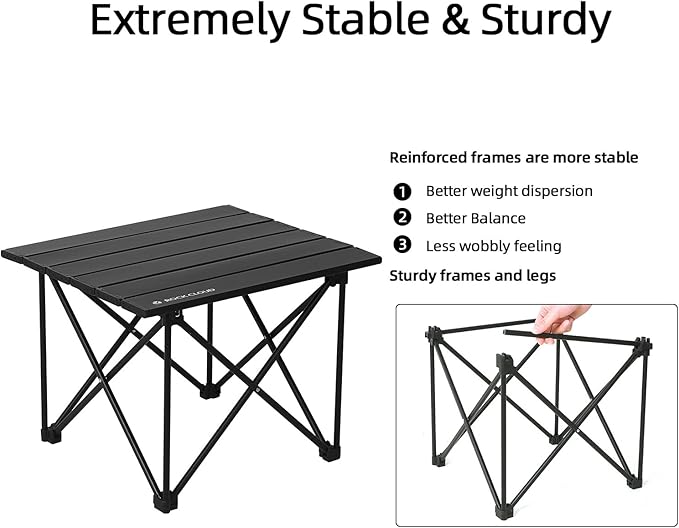 ROCK CLOUD Portable Camping Table Ultralight Aluminum Camp Table Folding Compact Beach Table for Camping Hiking Backpacking Outdoor Picnic Reinforced Small