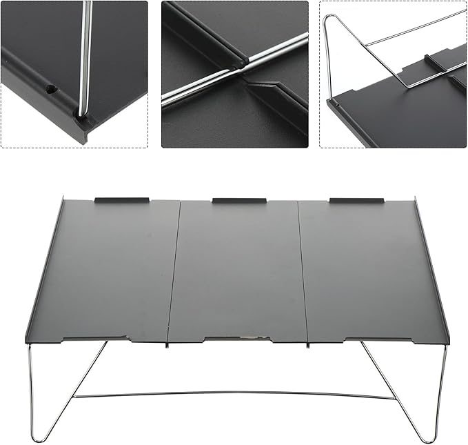 VILLCASE Foldable Picnic Table Aluminum Alloy Outdoor Camping Desk Lightweight Portable Beach Table for Hiking and Picnic Use