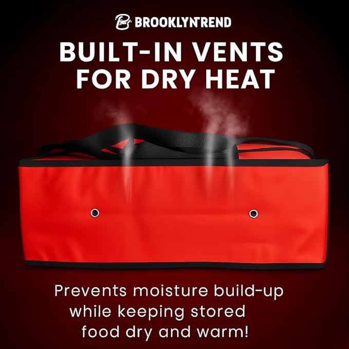Pizza Bags for Delivery – Extra Large (20 X 20) Insulated Pizza Delivery Bag | Waterproof Pizza Warmer Carrier for Doordash Uber Eats | Front Load Heavy Duty (Red 20X20X8)