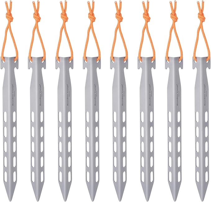 Boundless Voyage Titanium Tent Stakes 20cm/7.8 in. V-Shape Tent Pegs Nails (8-Pack) Outdoor Camping Ultralight Awning Canopy Accessories