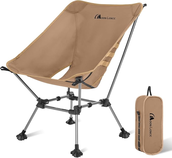 MOON LENCE Camping Chair Plus Upgraded Comfort &amp Size Still Compact and Lightweight Folding Portable Chair for Backpacking &amp Hiking 400Lbs Capacity Gen 3 Plus (Khaki)