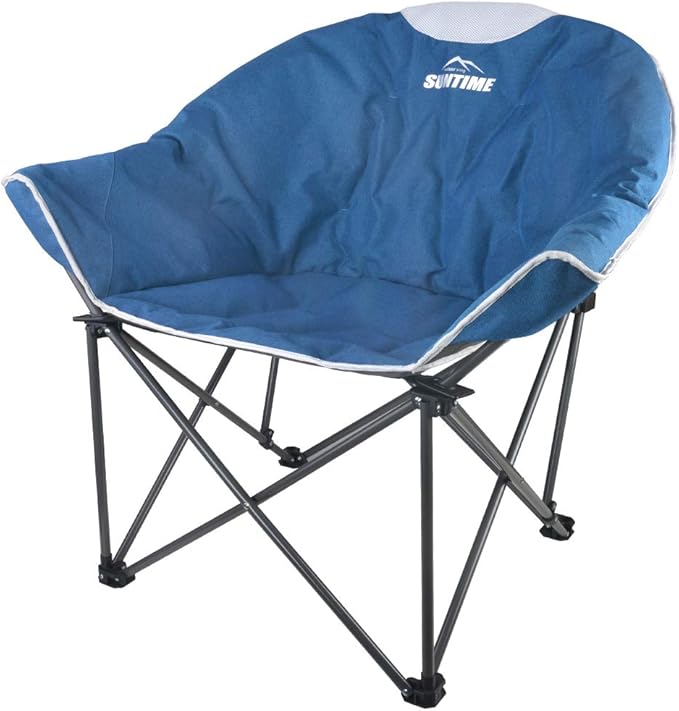 OUTDOOR LIVING SUNTIME Sofa Chair Oversize Padded Moon Leisure Portable Stable Comfortable Folding Chair for Camping Hiking Carry Bag…