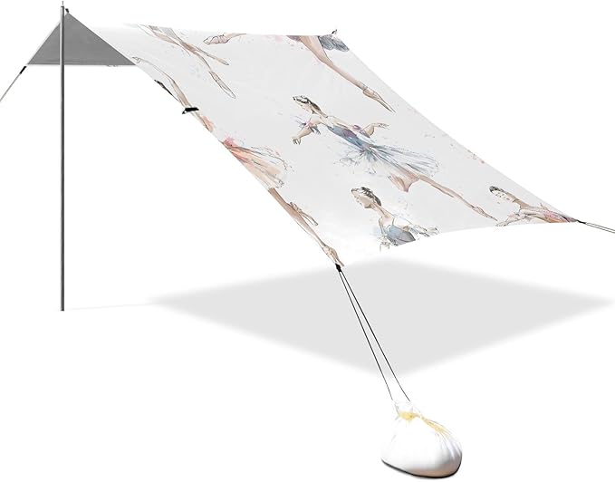 Ballet Dancer Hand Drawing Pattern Camping Sun Shelter Beach Tent Portable Beach Sun Shade Outdoor Canopy for Camping Trips Fishing Picnic