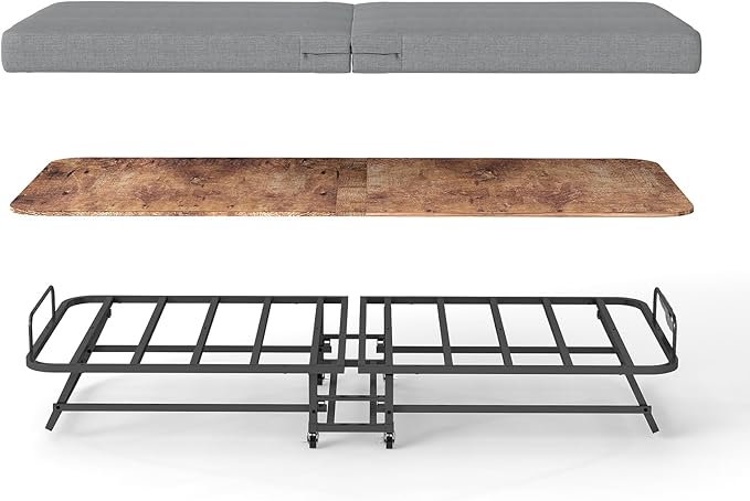Portable Folding Bed with Memory Foam Mattress - 450 LBS Capacity Lockable Wheels &amp Sturdy Metal Frame