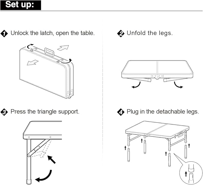 REDCAMP Small Folding Table Adjustable Height 23.6x15.7x10.2/19 Aluminum Camping Table Lightweight