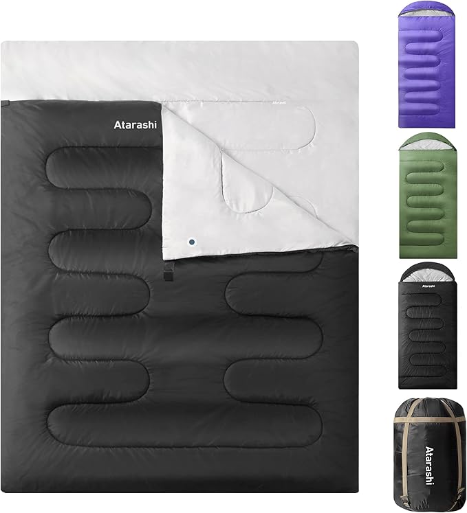 Atarashi Camping Sleeping Bag- 4 Seasons for Adults Light Warm Extra-Large with Compression Sack- Great for Hiking Backpacking &amp Outdoor Adventures