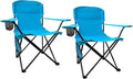 2PCS SAILARY Folding Outdoor Beach Camp Chair with Cup Holder Storage Pocket Waterproof Bag Outdoor Arm Chair Supports 225LBS Blue