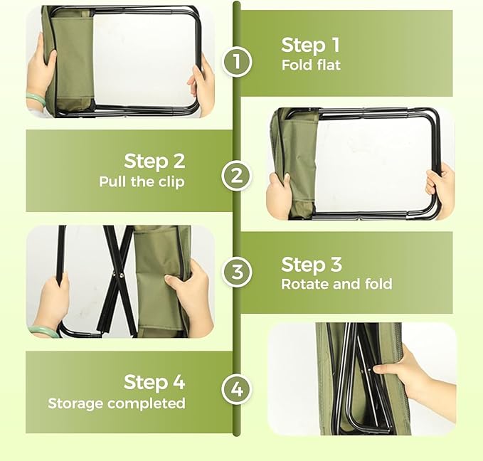 Foldable Backpack Stool2026 Folding Stool Ultralight 2-in-1 Handbag Satchel Style Collapsible Pocket Stool for Camping Hiking Fishing Travel Hunting (Green Large)