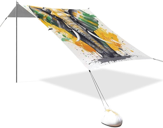 Cute ElephantCamping Sun Shelters 9.2 x 10.5 FT Beach Canopy Tent Sun Shade with Carrying Bag for Camping Trips Fishing Backyard Fun or Picnics 21340409