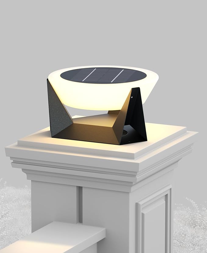 Solar Post Lights 11.02 Pillar Light Outdoor Waterproof 3000K Column Lights Solar Powered Lamp Post Lighting Modern Column Lamps Dusk to Dawn Lantern for Patio Fence Deck Garden Posts