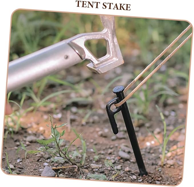 SUPVOX 10Pcs Heavy Duty Metal Tent Stakes Camping Ground Pegs with Storage Bag Durable Tarp Spikes for Secure Tent Fixing Easy Pull Out Design
