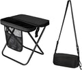 Portable Folding Camping Stool With Shoulder Strap Small Folding Stool For Adults Ultra-Thin Portable Folding Stools With Side Pocket Mesh Collapsible Seat For Outdoor Fishing Hiking (B)
