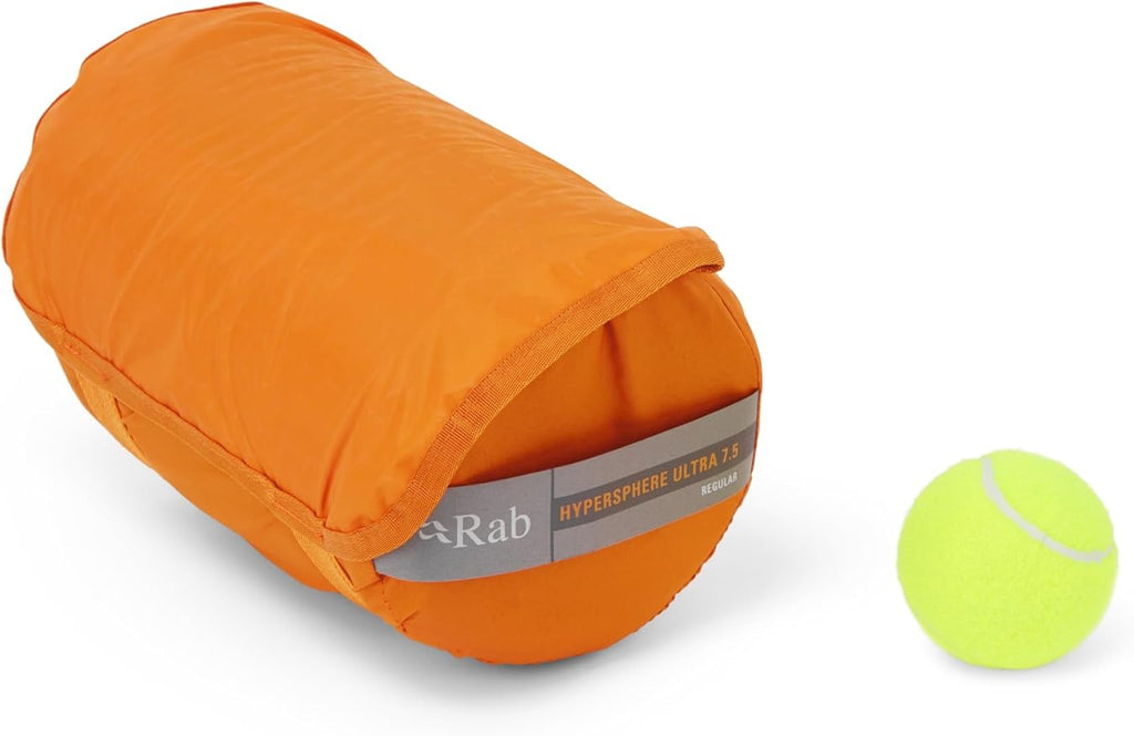 Rab Hypersphere Ultra 7.5 Ultralight Down Insulated Sleeping Pad for Climbing Expeditions &amp Mountaineering - Marmalade - Long Wide