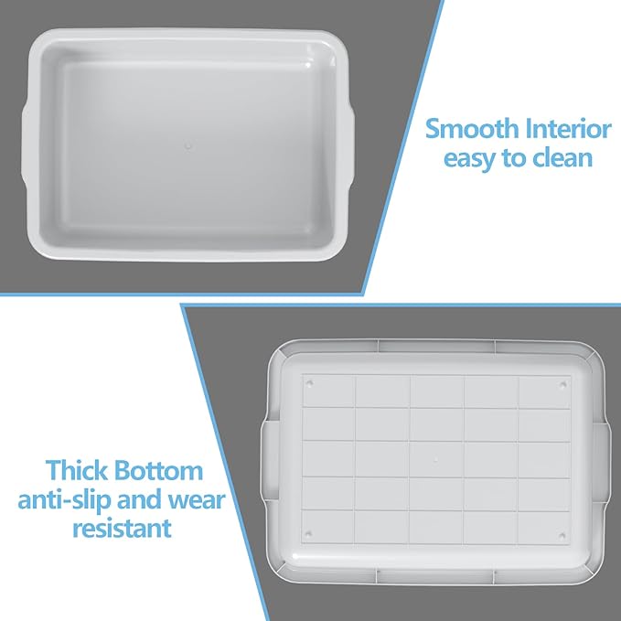 Ggbin 4 Pack Extra Large Plastic Bus Tubs 35 L Commercial Bus Boxes Gray