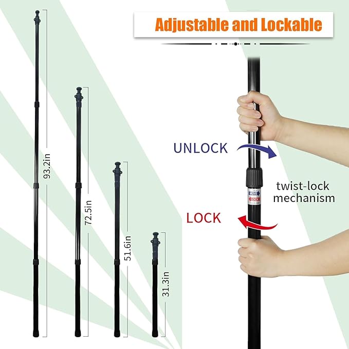 AYAMAYA Tarp Poles - Telescoping Camping Tent Poles Replacement Upgraded 4-Section Heavy Duty Aluminum Rods with Stakes &amp Guylines for Tents Rain Fly Camping Shelter Awning Canopy RV Car Set