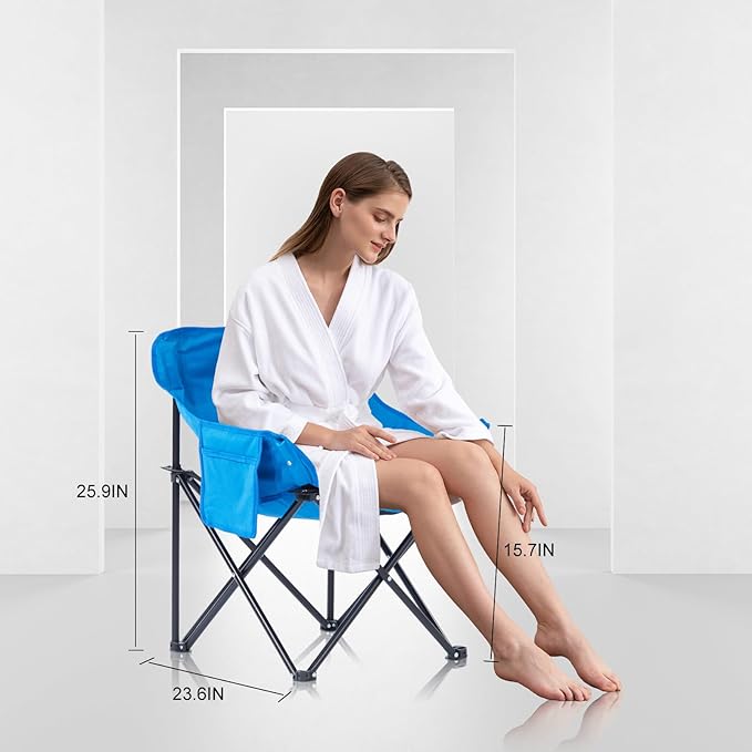 ZONEMEL Portable Sauna Chair Fast Folding Oxford Fabric Reinforced Chair with Pockets and Carry Bag Suitable for Sauna Fishing and Picnics (Blue)