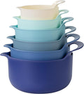 COOK WITH COLOR Nesting Plastic Mixing Bowl Set with Pour Spouts and Handles Blue 6 Piece Non-Slip