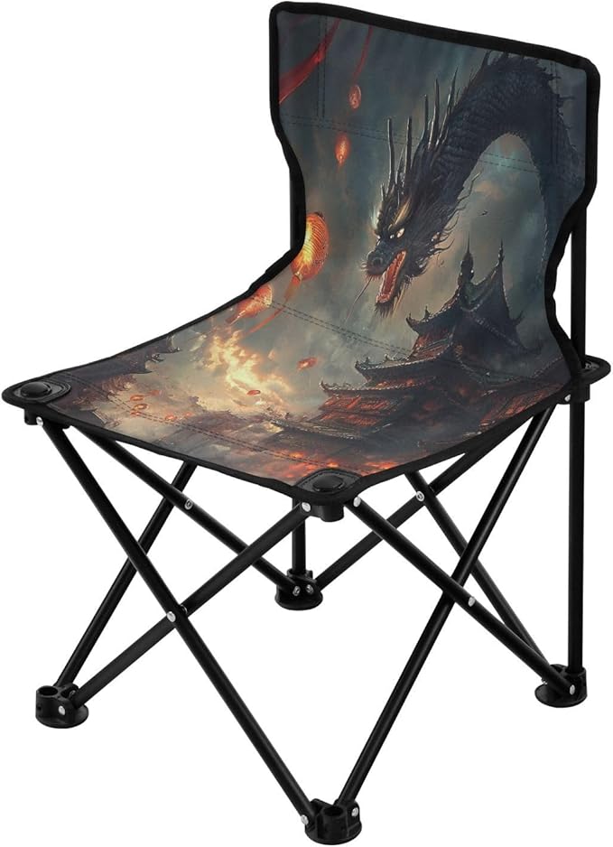 Dragon Dark Clouds Folding Camping Chairs Lightweight Portable Beach Chair Lawn Mini Chair for Leisure
