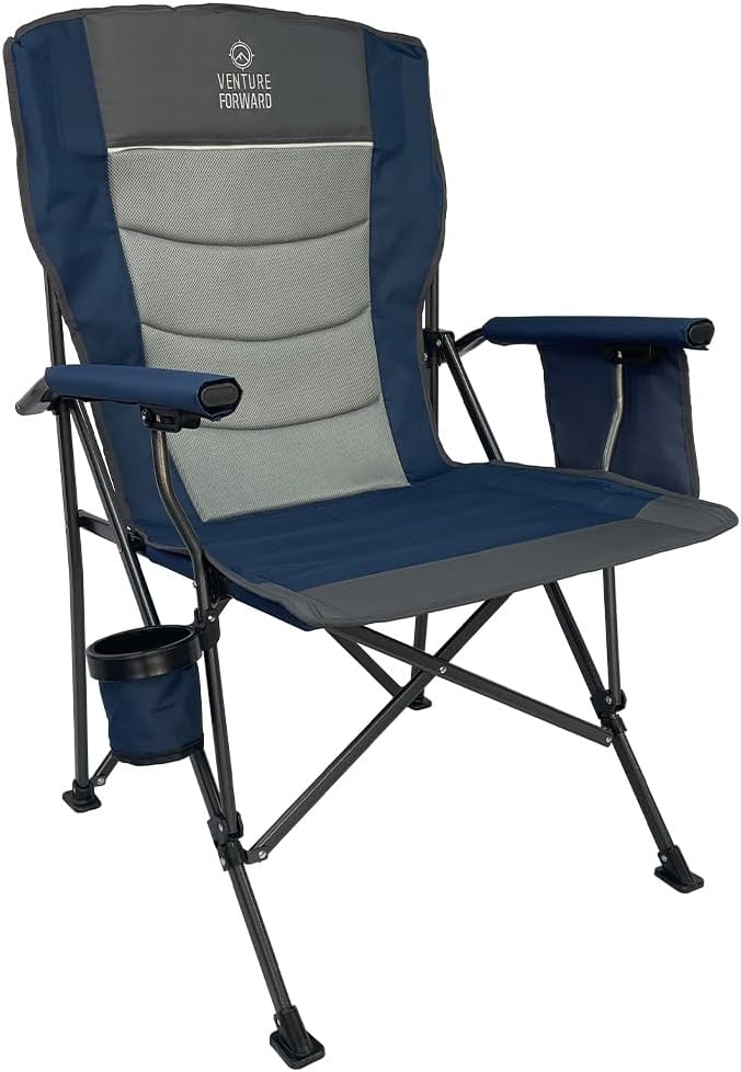Heavy Duty Oversized Camping Chair - Supports up to 400 lbs - Perfect for Camping Lawn and Outdoor Activities - Folds Compactly into Included Carry Bag