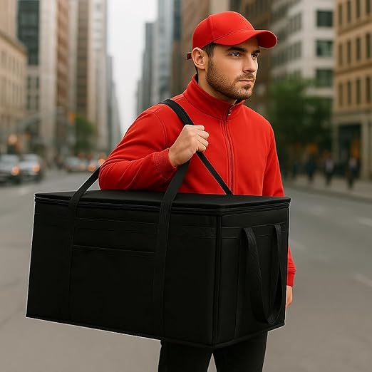 musbus catering bag for doordash 24W x 15H x 14D 4 PACK XXXL Insulated Food Delivery Bag Cooler Bags Keep Food Warm Catering Therma Cooler Bags Therma Shopper hot Black 24W x 15H x 14D hot boxes