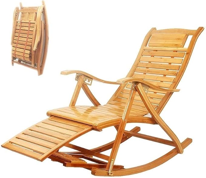 ReclinerWood Foldable Rocking Chair Adult Nap Chairs PortableErgonomic Lounge ChairCamping Beach Portable Chairs for AdultsPortable Recliners Poolside Outdoor Y