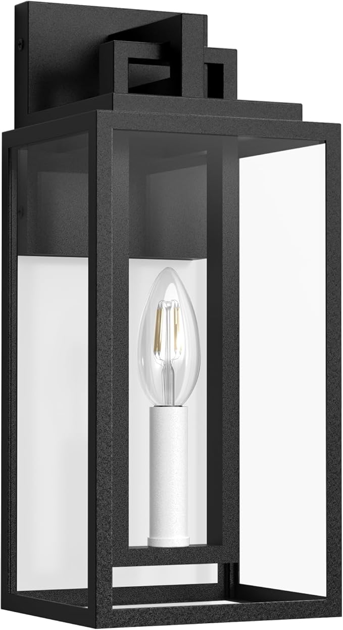 Modern Outdoor Wall Lights 14In Exterior Lighting Fixtures with White E12 Base Wall Mount Lantern Waterproof Outside Sconce for House Porch Patio Yard Front Door