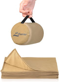 Litume Travel Blanket Lightweight and Breathable 67 x 48 in Soft Airplane Flight Blanket for Travelers Foldable Camping Sheet with Stuff Sack for Train Camp backapcking office home(Creamy Brown)