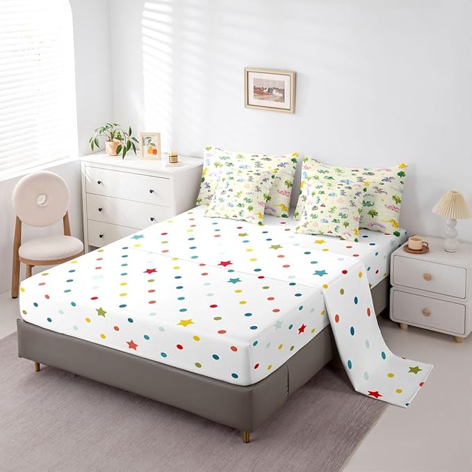 Kids Baby Dragon 7 Piece Bedding Set Twin Size Animal Comforter Set with SheetsPillowcases &amp Cushion Cover for Boys Girls Teens Bedroom Decor Cartoon Wildlife Bed in a Bag Microfiber Women Men Be