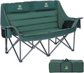 Nice C Double Padded Camping Chair Oversized Loveseat Camping Chair Outdoor Camping Couch for Adults Lawn Chairs Extra Padded with Cup Holder Cooler Bag Bottle Opener (Green)