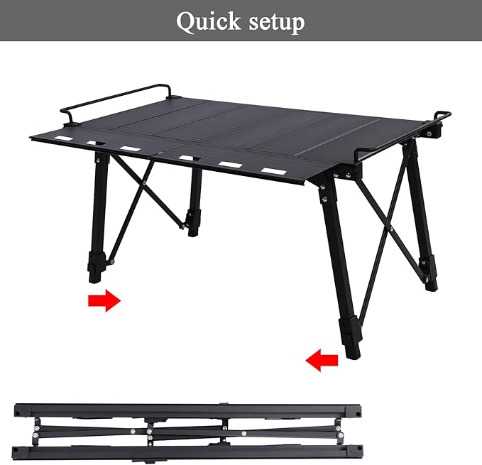 Aircity Folding Camping Table Portable Folding Aluminum Table with Adjustable Height for BBQ Camping Picnic Beach Travel and Outdoor Cooking