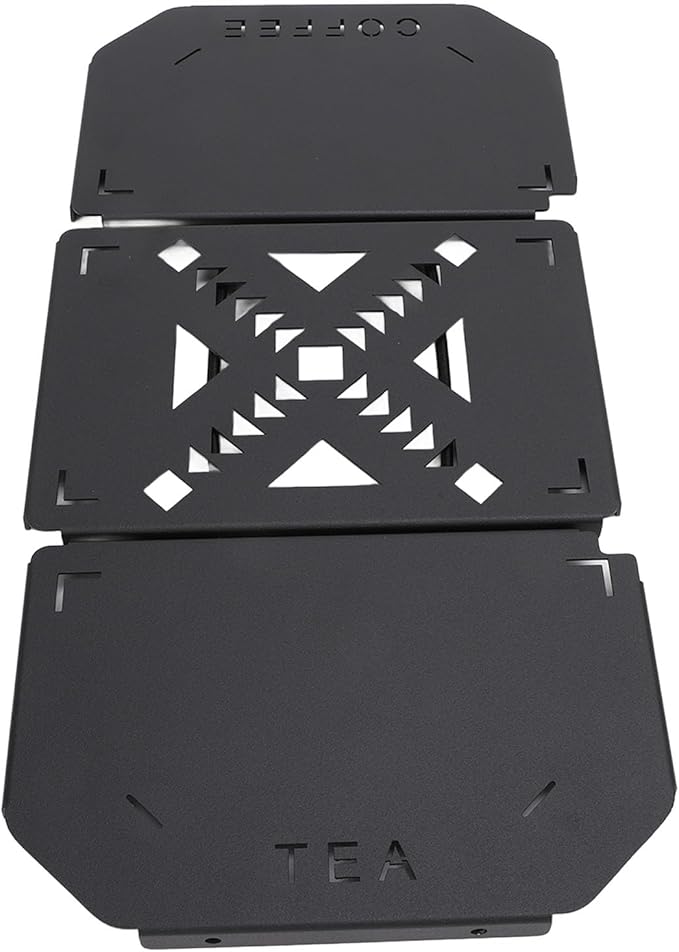 Folding Coffee Station for Lunch Box Portable Camping &amp Outdoor Table Top Aluminum Alloy with Hollow Pattern Side Expansion Panel for Fishing Boxes Compact &amp Durable Design