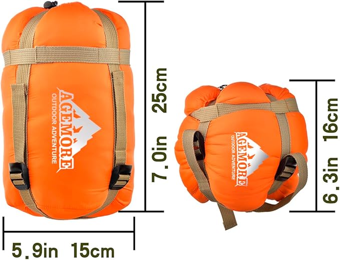 AGEMORE Ultralight Warm Weather Sleeping Bag Portable Lightweight Waterproof Compact Sleeping Bag with Compression Sack Fit for Kids Teens or Adults Outdoor Camping Backpacking &amp Hiking