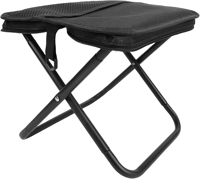 Brrnoo Portable Folding Stool Bag Stool with Shoulder Strap with Shoulder Strap Compact Lightweight Travel Camping Stool for Outdoor Enthusiasts Hiking Fishing Picnics Black Small Size