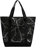 Insulated Shopping BagLarge Reusable Cooler Bags Black Marble Printed Foldable Shopping BagTravel Waterproof Shoulder Bag