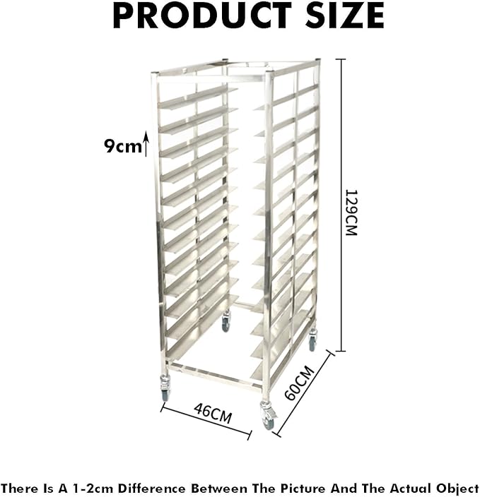 Large Bread Pan Rack Rolling Baking Speed Rack Commercial Cooking For Home And Use(129x46x60cm-12Tier)