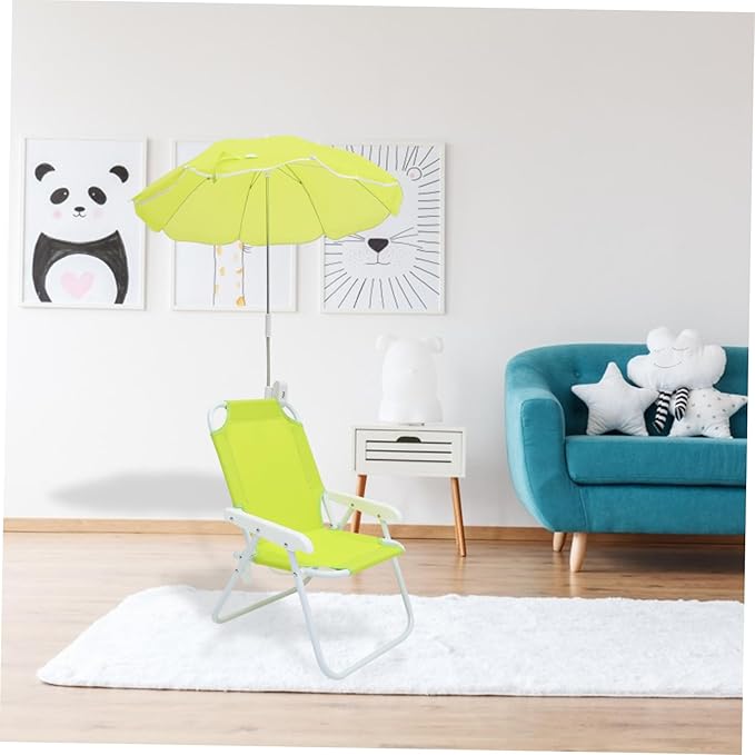 BESPORTBLE 1set Portable Boys and Girls Umbrella Beach Chair Sun Lightweight Ergonomic Lounge Chair for Outdoor Use for Toddlers and Boy Girl Green