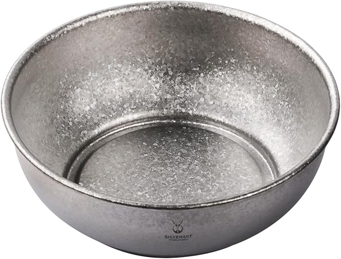SILVERANT Titanium Camping Bowls Titanium Plate Ultra Thick &amp Durable Tableware Single Wall Cookware Mess Kit with Carry Mesh Bag for Outdoor Backpacking Hiking - Crystallized