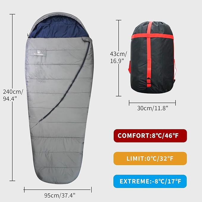 Mountainlodge Balance Sleeping Bag for AdultCold&ampWarm Weather with Compression Sack and Water Resistant for Family CampingTravel and Car Camping