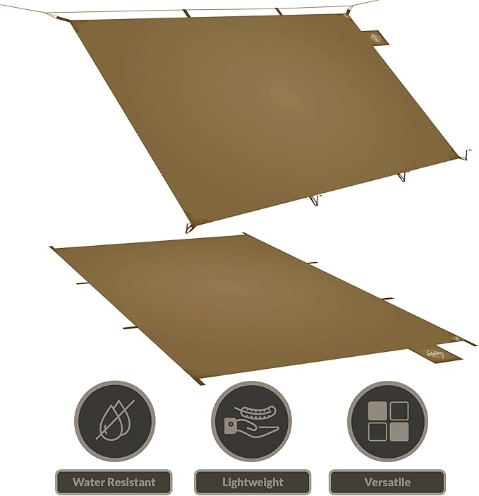 onewind Tent Footprint Ultralight Camping Tarp Tent 4000mm Waterproof Rate PU Coating 98 *55 Small Tarp Ground Sheet for Backpacking Hiking Camping Picnic Brown