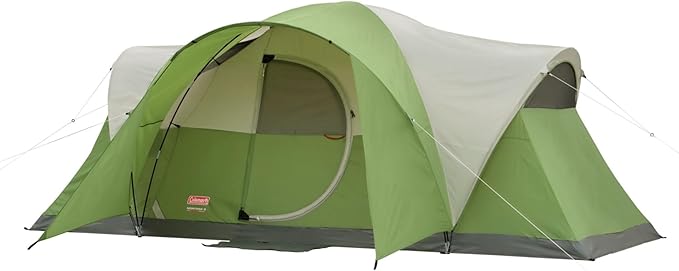 Coleman Montana 8-Person Camping Tent with Rainfly Weatherproof Family Tent Sets Up in 15 Mins Fits Multiple Airbeds