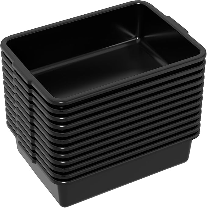 13 L Commercial Bus Box 12 Pack Food Service Plastic Bus Tubs Black