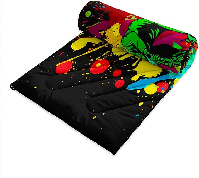 Axolotl Dirt Bike Camping BlanketMotor Vehicles Biker Puffy Printed BlanketMotocross Racer Packable Outdoor BlanketColorful Ink and Oil Paintlightweight Backpacking for CampingPicnicHikingBeach