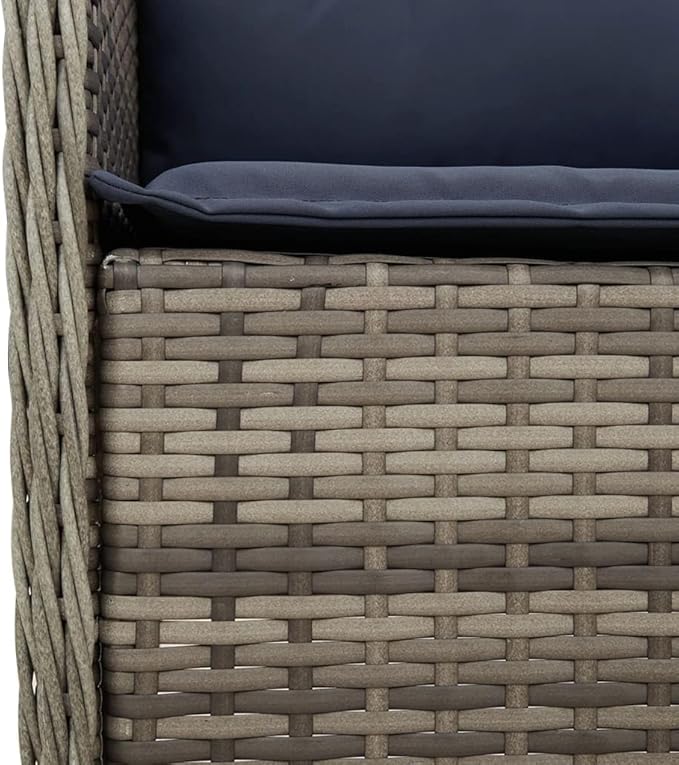 Patio Chairs with Cushions 2 pcs Gray Poly Rattan Outdoor Furniture Comfortable Lounge Chair with Removable Cushions Durable Powder-Coated Steel Frame for Patio Garden Balcony