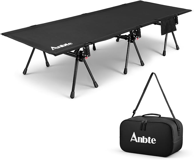 Anbte 3ft Folding Camping Table with Storage Net and Bag 2 Adjustable Heights Aluminum Roll Up Camping Table &amp Ultralight Camping Bed Height Adjustable Support 180KG Portable Cots