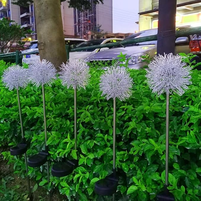POPETPOP Dandelion Solar Garden Lights Led Decorative Outdoor Ground Stake Lighting for Lawn Pathway Yard No Wiring Needed