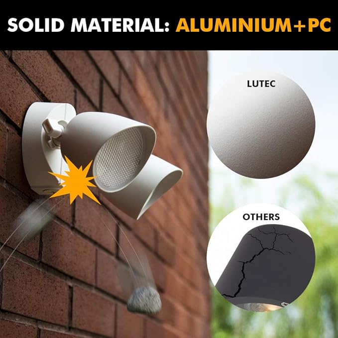 LUTEC 6222W 3500 Lumen 32 Watt 28 LED Dual-Head Floodlight Outdoor Full Metal Design Waterproof Exterior Security Wall Light for Patio Garden Yard-White