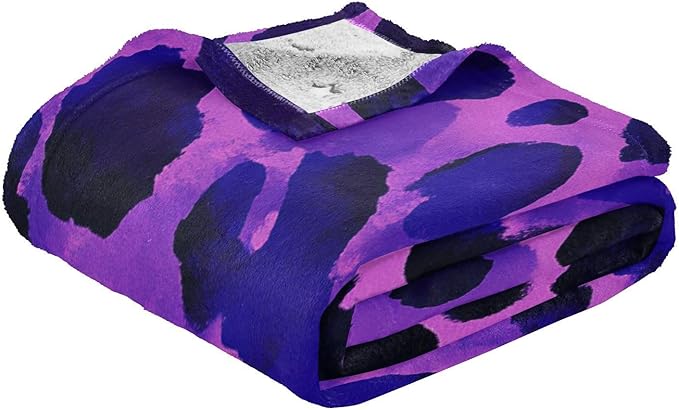 Comfy Throw Blanket Purple Black Leopard Teen Throw Blanket 50x70
