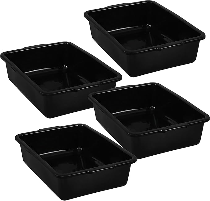 25 L Commercial Bus Boxes 4-Pack Plastic Dish Bus Tub Black