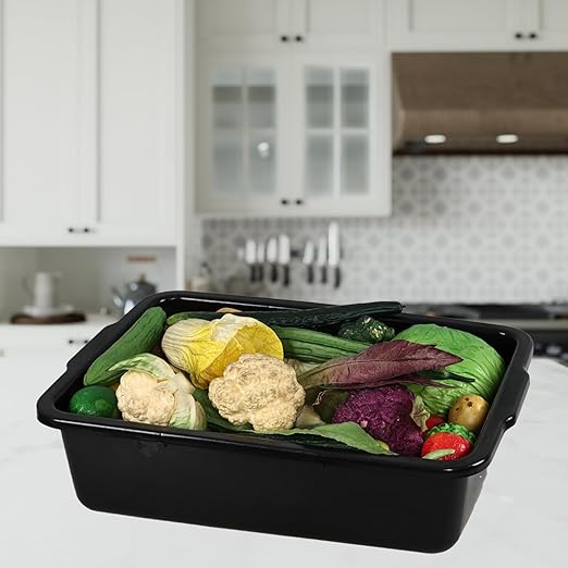 4-Pack Large Plastic Commercial Bus Tubs 32 L Bus Tub Restaurant Black